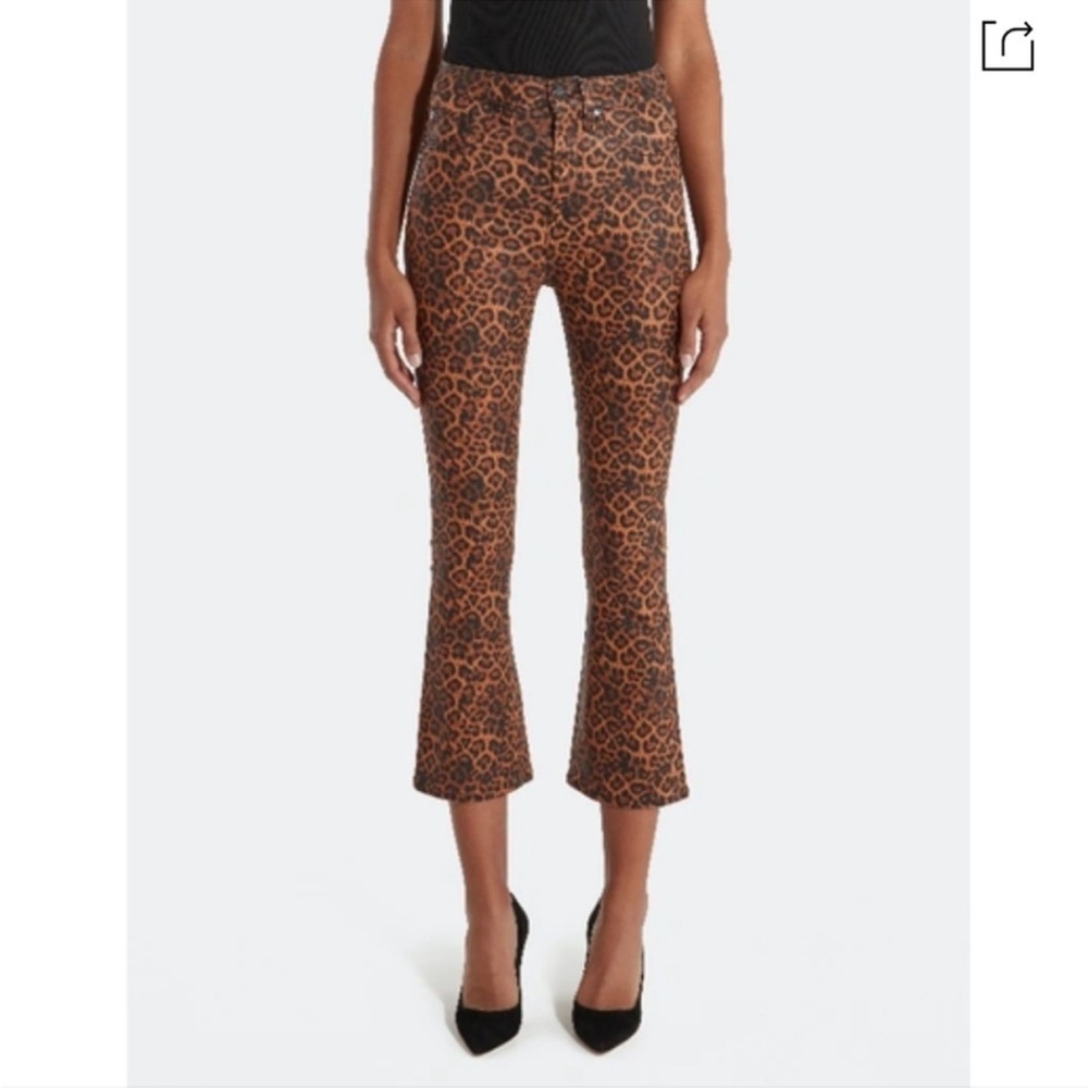 NWT 7 For All Man Kind High-waisted Kick Flare Jeans in Coated Leopard Size 24 - Picture 2 of 9
